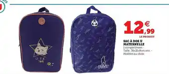 Hyper U Sac à Dos Maternelle offre