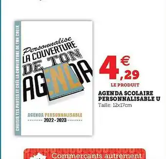 Agenda Scolaire Personnalisable U