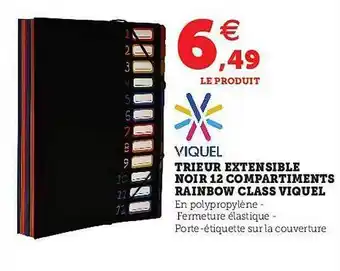 Hyper U Viquel Trieur Extensible Noir 12 Compartiments Rainbow Class Viquel offre