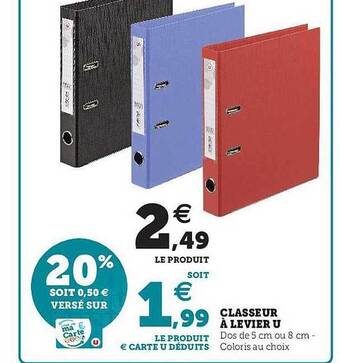 Hyper U Classeur à Levier U offre