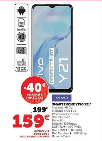 Hyper U Smartphone Vivo Y21 offre