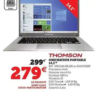 Hyper U Thomson Ordinateur Portable 14.1 offre