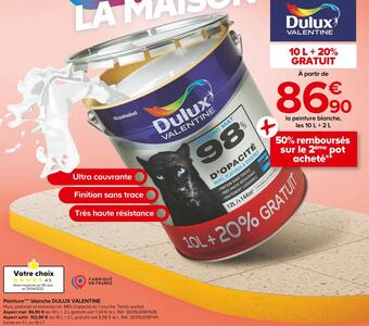 Castorama Dulux valentine peinture blanche offre