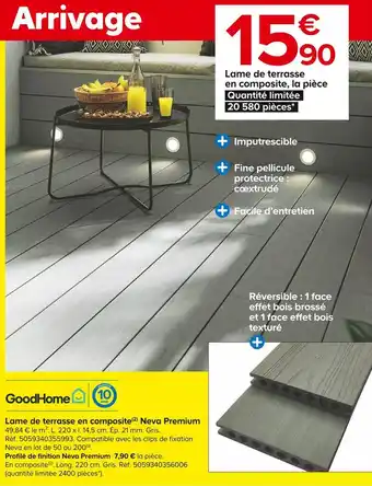 Castorama Goodhome lame de terrasse en composite neva premium offre