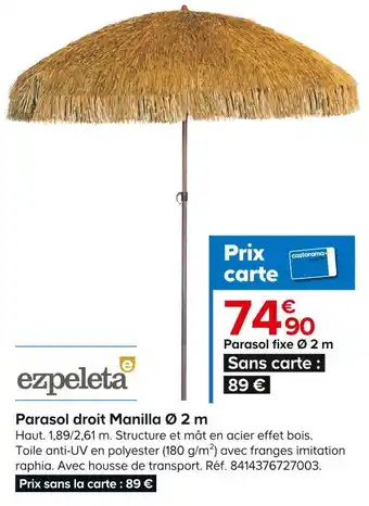 Castorama Ezpeleta parasol droit manilla 2 m offre