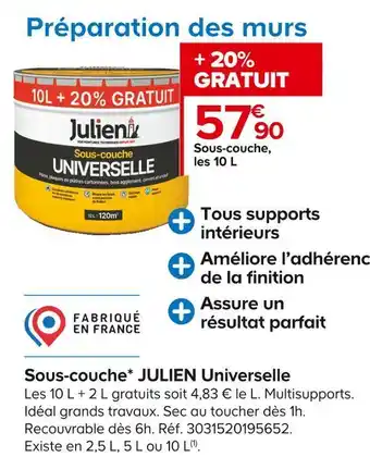Castorama Julien sous-couche universelle offre
