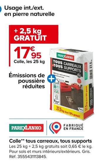 Castorama Parexlanko colle tous carreaux, tous supports offre