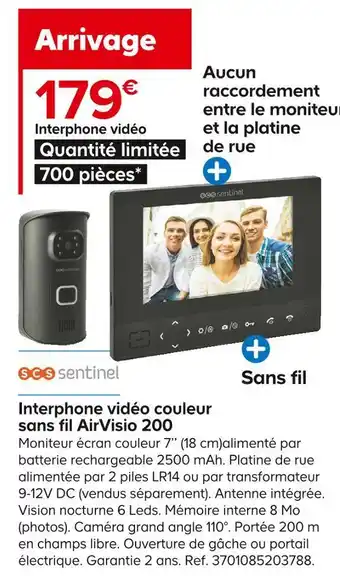 Castorama Scs sentinel interphone vidéo couleur sans fil airvisio 200 offre