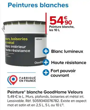 Castorama Goodhome peinture blanche velours offre