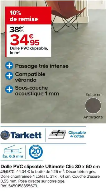 Castorama Tarkett dalle pvc clipsable ultimate clic 30 x 60 cm offre