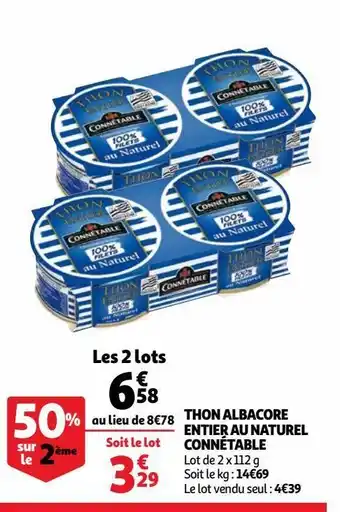 Thon albacore entier au naturel connétable