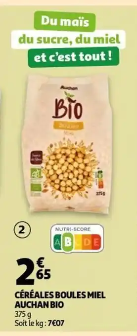 Auchan Céréales Boules Miel Auchan Bio offre