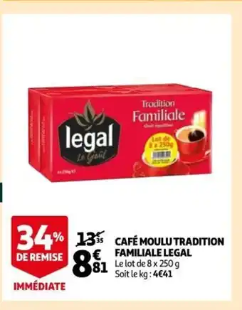 Auchan Café Moulu Tradition Familiale Legal offre