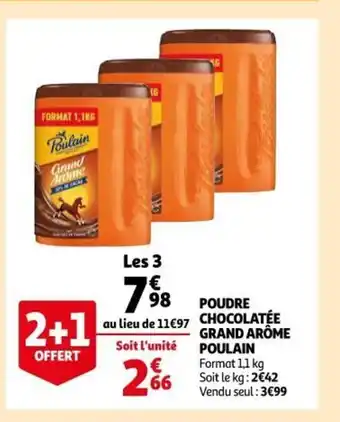 Auchan Poudre Chocolatée Grand Arôme Poulain offre