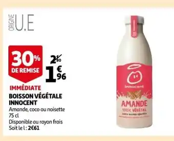 Auchan Boison Végétale Innocent offre