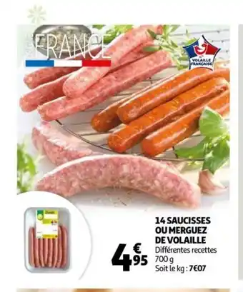 Auchan 14 Saucisses Ou Merguez De Volaille offre