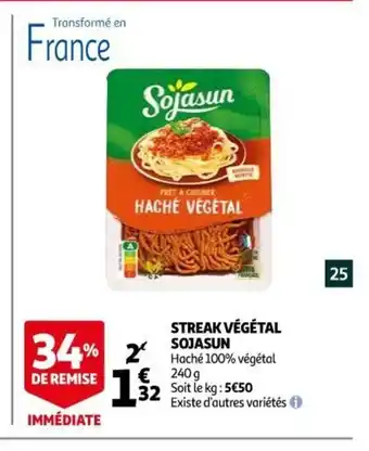 Auchan Streak Végétal Sojasun offre