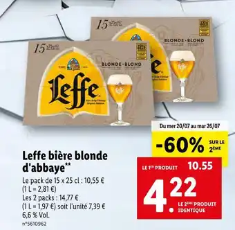Lidl Leffe bière blonde d'abbaye offre