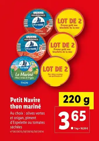 Lidl Petit navire thon mariné offre