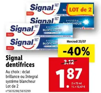 Lidl Signal dentifrices offre