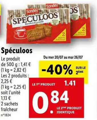 Lidl Sondey spéculoos offre