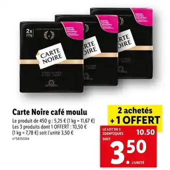 Lidl Carte noire café moulu offre