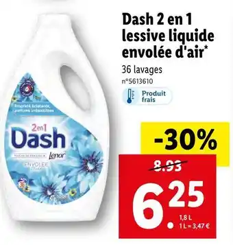 Lidl Dash 2 en 1 lessive liquide envolée d'air* offre