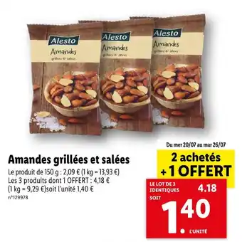 Lidl Amandes grillées et salées offre