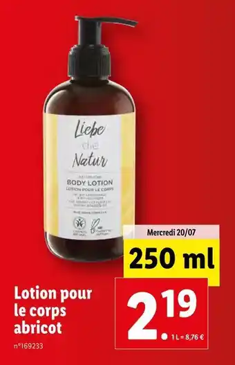 Lidl Lotion pour le corps abricot offre