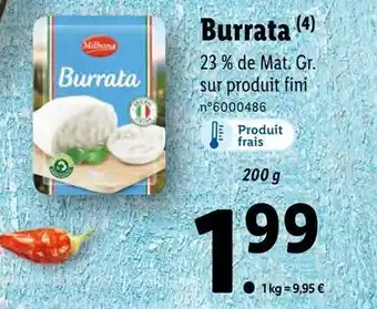 Lidl Milbona burrata offre