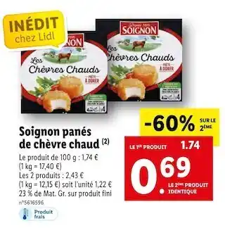 Lidl Soignon panés de chèvre chaud offre