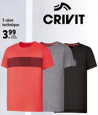Lidl Crivit t-shirt technique offre