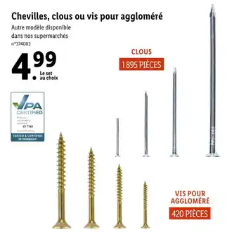 Lidl Chevilles, clous ou vis pour aggloméré offre