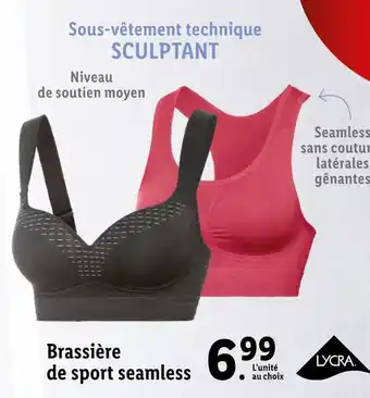 Lidl Lycra brassière de sport seamless offre