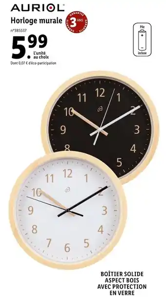 Lidl Auriol horloge murale offre