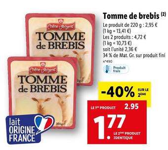 Lidl Chêne d'argent tomme de brebis offre
