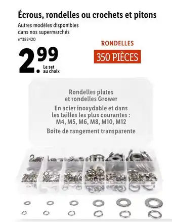 Lidl Écrous, rondelles ou crochets et pitons offre