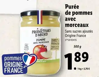 Lidl Purée de pommes avec morceaux offre