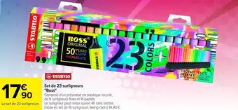 Carrefour Stabilo set de 23 surligneurs "boss" offre