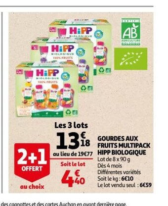 Auchan Gourdes Aux Fruits Multipack Hipp Biologique offre