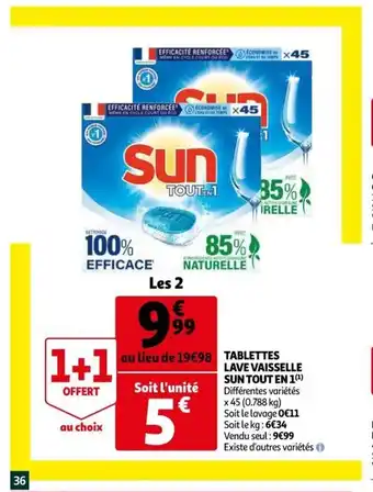 Auchan Tablettes Lave Vaisselle Sun Tout En 1 offre