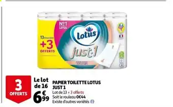 Auchan Papier Toilette Lotus Just 1 offre