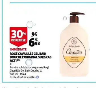 Auchan Rogé Cavaillés Gel Bain Douche L'original Surgras Actif offre