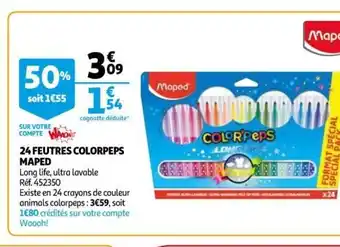 Auchan 24 Feutres Colorpeps Maped offre