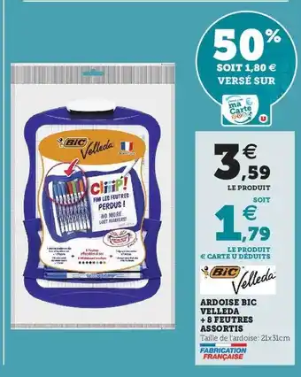Super U Ardoise Bic Velleda + 8 Feutres Assortis offre