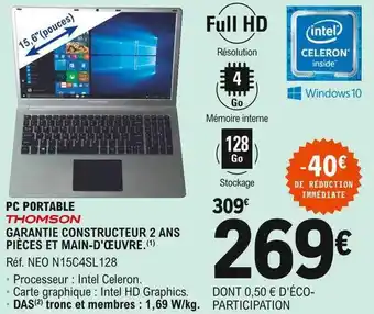 E.Leclerc Pc Portable Thomson offre