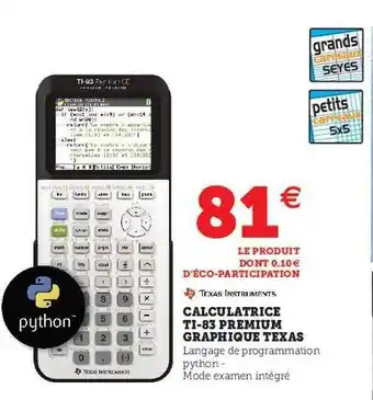 Super U Calculatrice Ti-83 Premium Graphique Texas offre