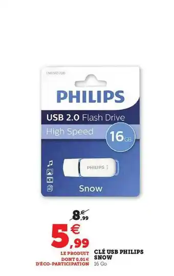 Super U Clé Usb Philips Snow offre
