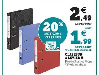 Super U Classeur à Levier U offre
