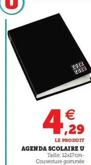 Super U Agenda Scolaire U offre
